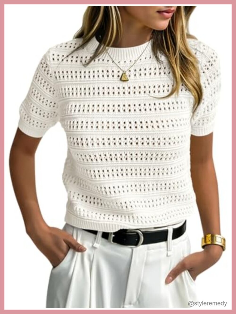 Short Sleeve Crochet Sweater Boho Pullover Top Summer Beach Coverup